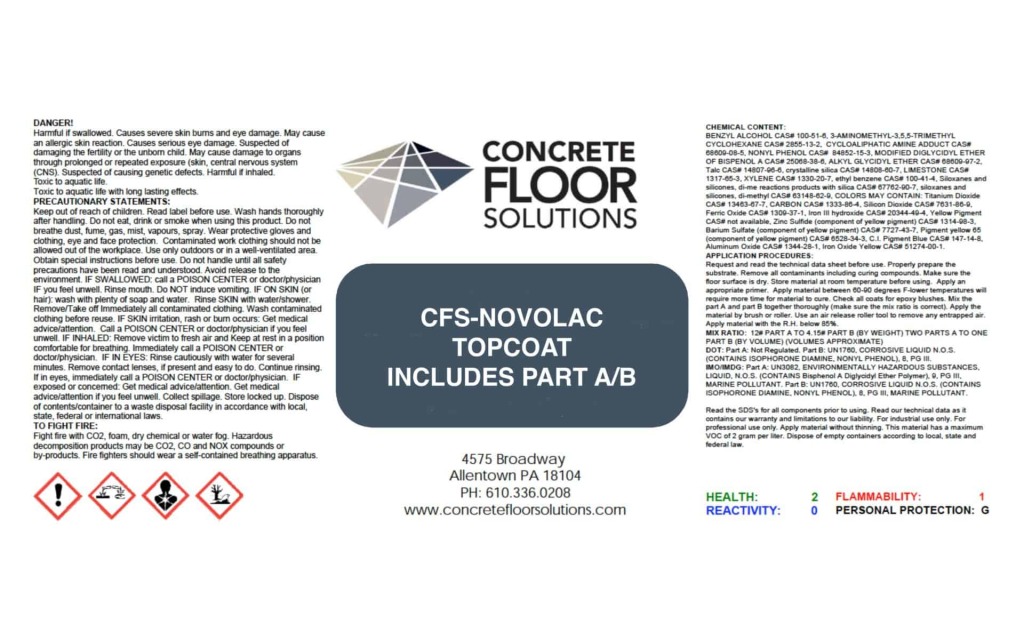 CFSNOVOLAC EPOXY TOPCOAT Concrete Floor Solutions